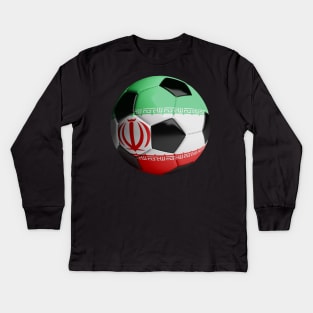 Iran Soccer Ball Kids Long Sleeve T-Shirt